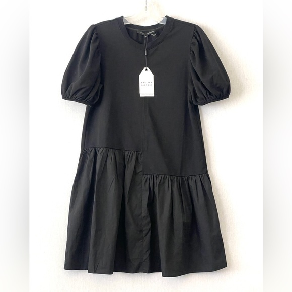 NWT English Factory Black Knit Woven Mixed Dress - Picture 2 of 10